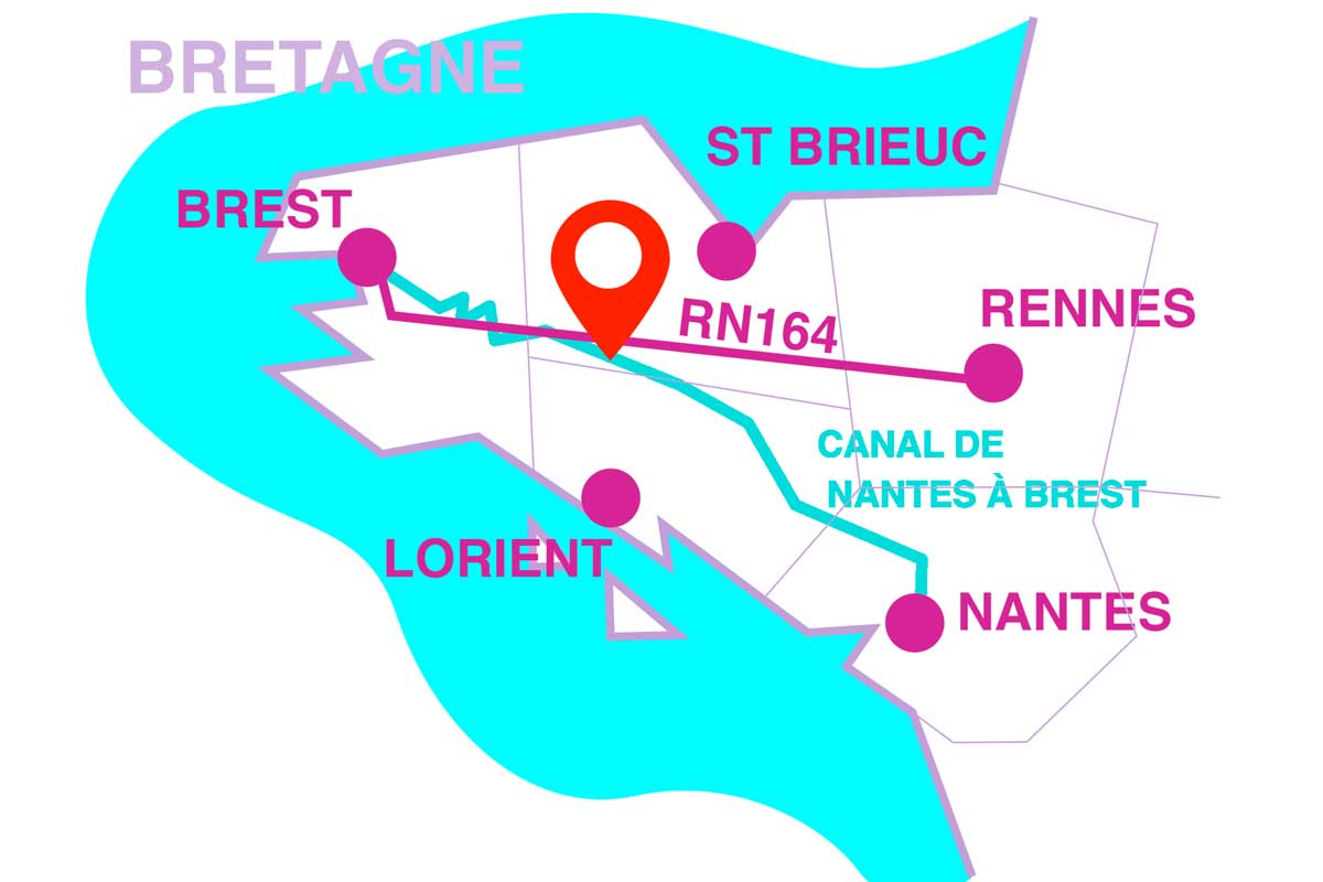 Localisation de Mellionnec en Bretagne